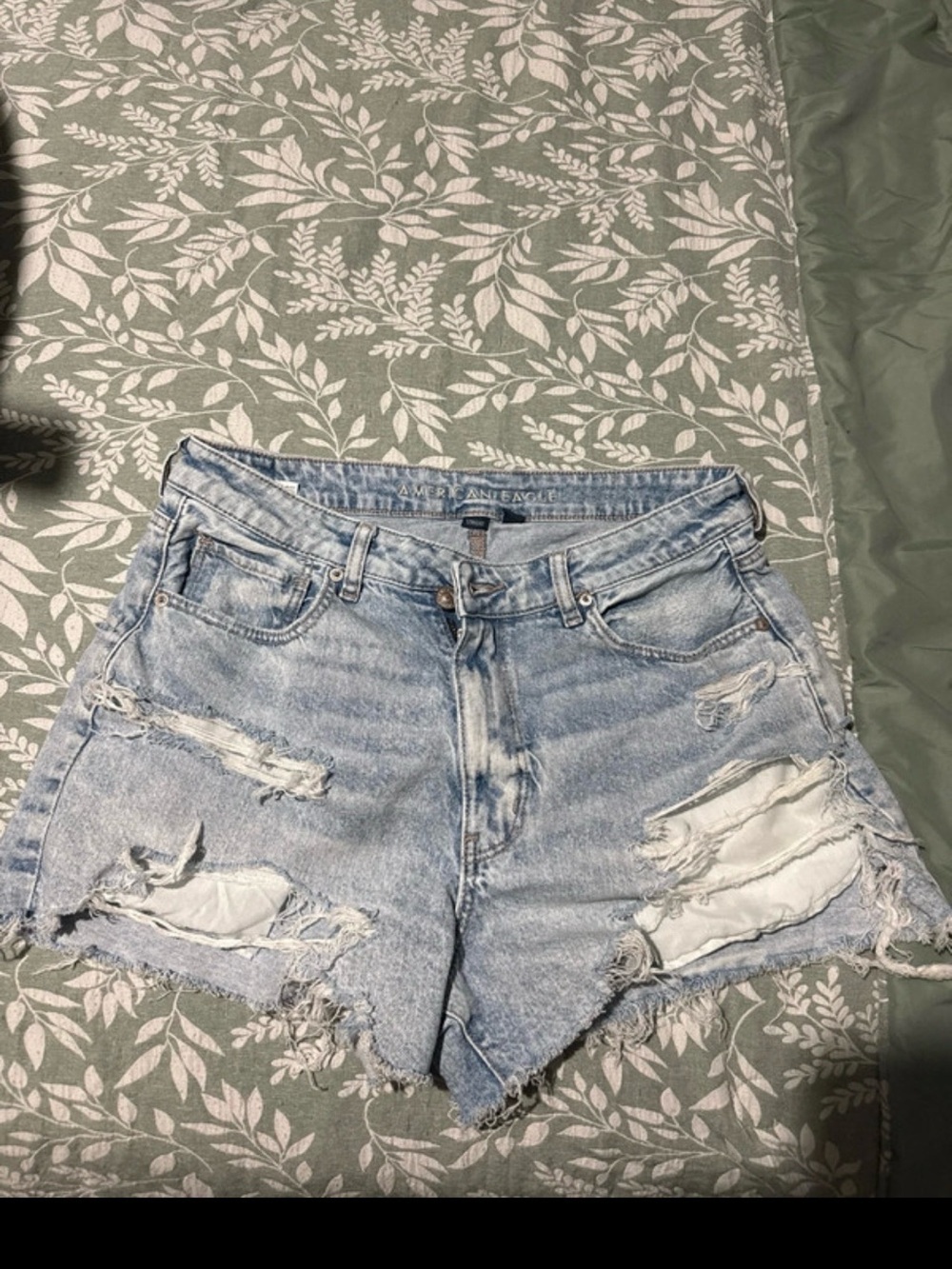 American Eagle Outfitters Light Wash Distressed Denim Cutoff Shorts